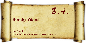 Bondy Abod névjegykártya